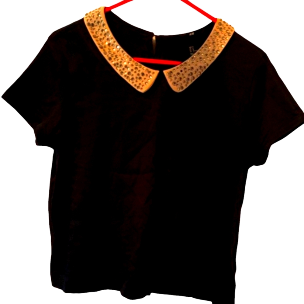 H&M LARGE PETER PAN COLLAR WITH RHINESTONE BLING